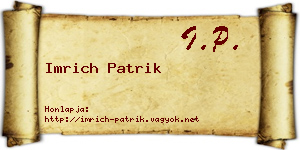 Imrich Patrik névjegykártya